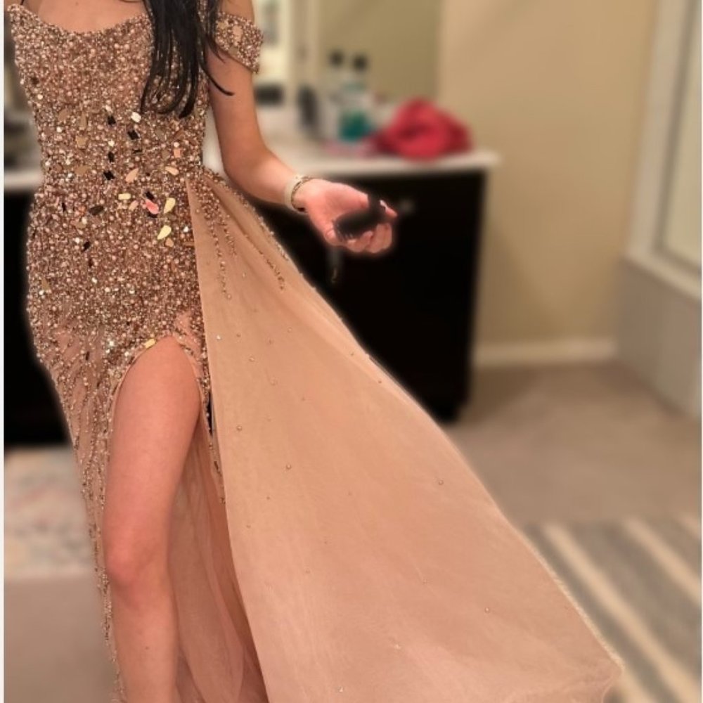 FORMAL EVENING ENGAGEMENT GOWN ROSE GOLD - WALONE FASHION GROUP DRESS